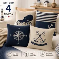 KIT 04 CAPAS DE ALMOFADAS DECORAÇÃO PARA CASA - MARINHEIRO