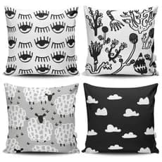 KIT 04 CAPAS DE ALMOFADA ESTAMPADAS DECORAÇÃO 45X45CM - OLHO GREGO