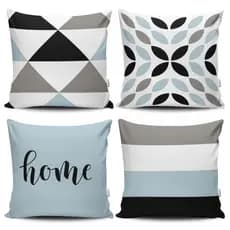 KIT 04 CAPAS PARA ALMOFADA DECORAÇÃO CASA LUXO 45X45CM - HOME AZUL