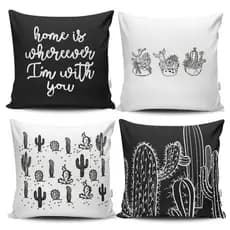 KIT 04 CAPAS DE ALMOFADA LUXO DECORAÇÃO CASA 45X45CM - WITH YOU