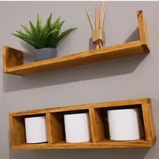 Kit nicho + prateleira para banheiro 2 peças Madeira pinus Decoração banheiro do bebe Banheiro casal