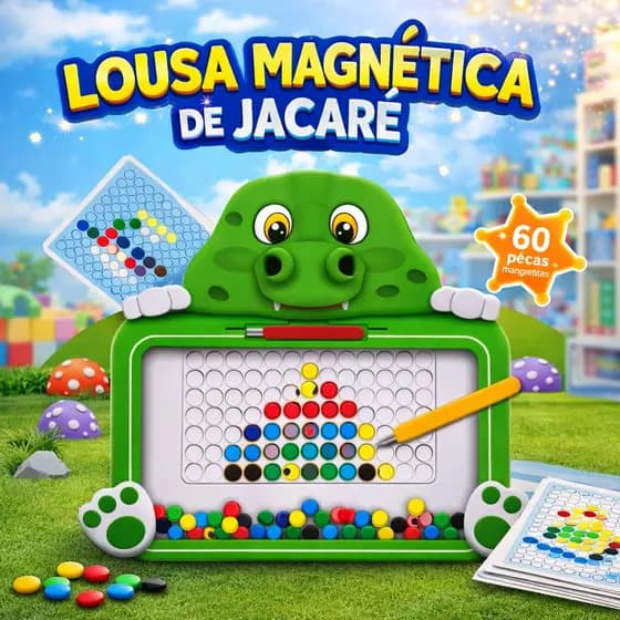 Lousa Magnética Infantil Jacaré Quadro de Desenho Apagável Brinquedo Educativo Criança