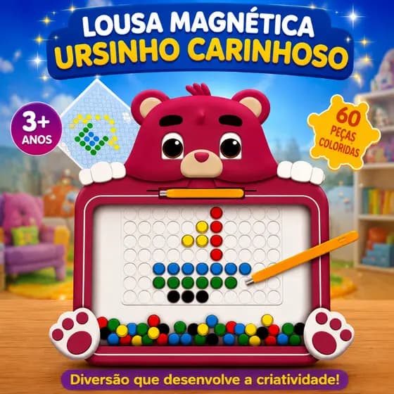 Lousa Magnética Ursinho Carinhoso de Brinquedo Infantil Educativa Coordenação Motora