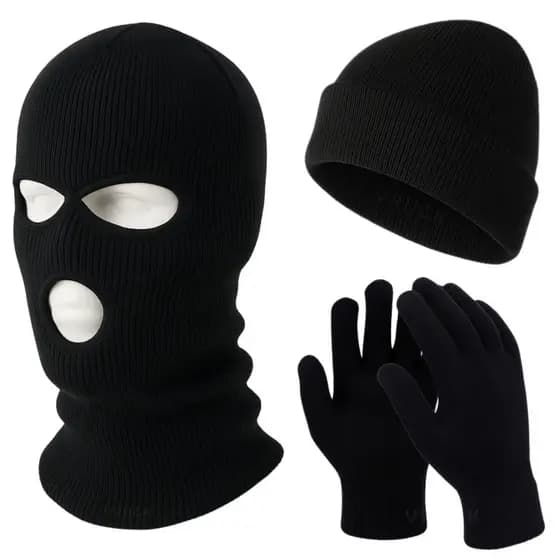 Kit Balaclava Luva Touca Ninja Máscara Motoqueiro Lã Térmica Unissex Inverno Trabalho