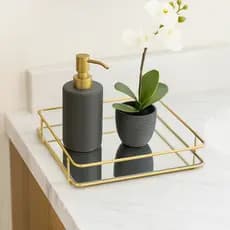 Bandeja Espelhada Decorativa Dani Quadrada 18x18cm para Lavabo, Decoração e Organização de Ambientes