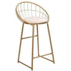 Banqueta Moderna Paris Dourada para Balcão com Assento Off White Banco Alto Cozinha Área Gourmet