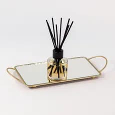 Bandeja Espelhada Dourada 12x22cm Decorativa Elegante para Lavabo Sala Quarto Porta Objetos Luxo