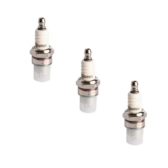 Kit 3 Velas de Ignição DCM6A Sanre Brasil para Roçadeira e Motosserra 2 Tempos Alta Potência