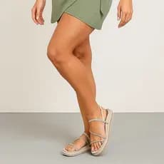 Sandália Papete Strass Feminina Flatform Tirinhas Brilhos