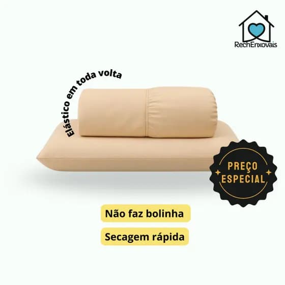 Jogo De Lençol Solteiro 2 Peças com Elástico 1,88 x 0,88 x 20 cm de altura - Várias Cores