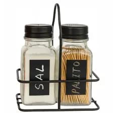 Kit 2 Potes Para Saleiro e Paliteiro de Vidro 90ml c/Suporte