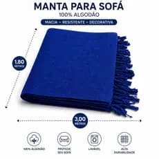 Manta Sofá King 3m x 1,80cm Algodão Protetor Capa Decoração Sala Xale Grande Gigante