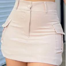 Short Saia Cargo Alfaiataria Liso Feminino Cintura Alta tee look aesthetic