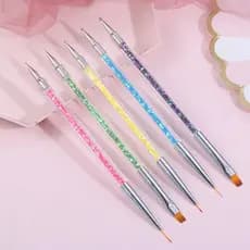Kit 5 Peças Pincéis e Boleadores 2 em 1 Ponta Dupla para Decoração de Unhas Nail Art Pontilhismo Manicure Pedicure -WL