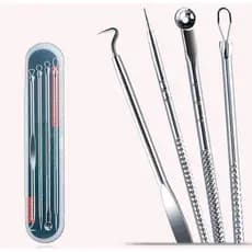 Kit 4 de Ferramentas de Beleza Extrator de Acne Removedor de Cravo Espinha Aço Inoxidável - Entrega Pronto - WL