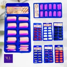100 Tips Peças Unhas Postiças Decoradas Realista Quadrada Decorada Natural/Várias Cores