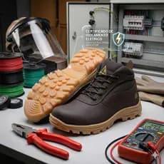 Bota de Couro Para Eletricista Coturno Segurança KW2026 Gogowear C.a Bico De Pvc Elétrica Unissex
