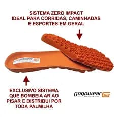 Palmilha Anatômica Pu Gogowear Shock Laranja Macia e Super Confortável