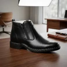 Bota De Couro Masculina Sapato Social Botinha Costurada a Mão com Zíper Calçe Facil em Promoção