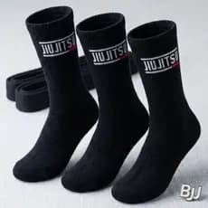 Kit 3 Pares Meia Cano Alto Jiu-Jitsu Masculina Feminina Esporte Corrida Caminhada Academia Promoção