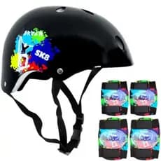 Kit Capacete Infantil com acessórios SK8 Preto DM Radical 6+ - DM TOYS