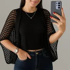 CAPA TRICÔT COLETE PONCHO FRIO INVERNO VERÃO VAZADO PLUS SIZE LUXO ❤️‍🩹