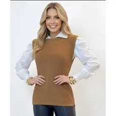 COLETE TRICOT FENDA LATERAL PEÇA CORINGA CASUAL LUXO❤️‍🩹