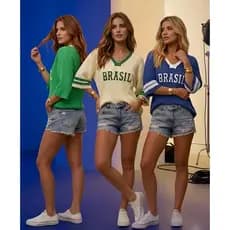 BLUSA TRICOT VERDE AMARELA BRASIL