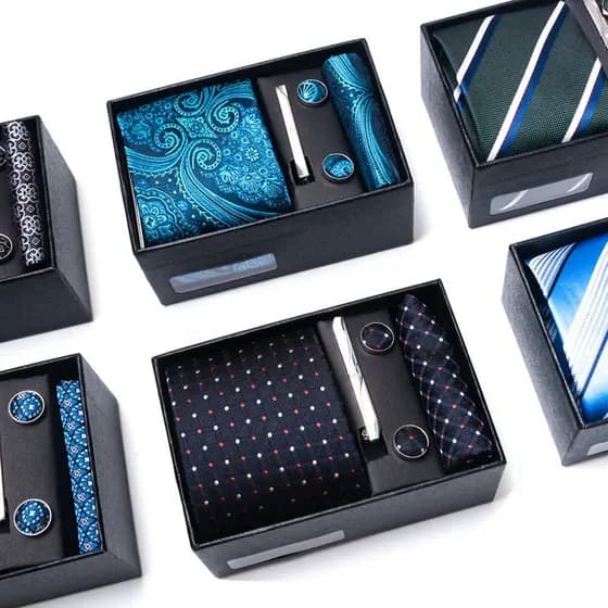 2022 Conjunto De Gravata De Seda De Poliéster Jacquard Para Masculino/Executivo/Seis Peças Pronta Entrega