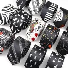 Clássica Moda Masculina Música Slim Gravata Piano Stave Guitar Skull Festival Gift Notas Musicais Impressas 5cm Skinny Daily Wear Necktie | Gravatas E Lenços De Mão Para Homens
