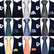 Conjunto de Gravata Homem Gravata Poliéster Gravata 8cm Moda Paisley Gravata Quadrada Homem Lenço de Pescoço Conjunto de Três Peças Acessórios de Casamento Gravata