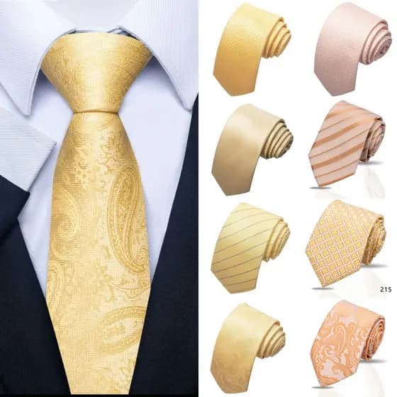 Gravata Masculina Dourada Amarela Champanhe , 8cm , Festa , Casamento , Acessórios De Moda , Negócios , Formal , Estilo