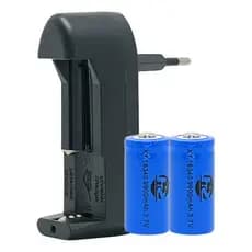 2 Bateria De Grande Durabilidade 16340 Cr123a Recarga + Carregador Ajustável Bivolt De Alta Qualidade