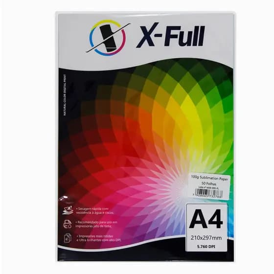 Papel Sublimático Fundo Azul A4 100GR - 50fls X-FULL Impressão Alta Qualidade Produto Novo