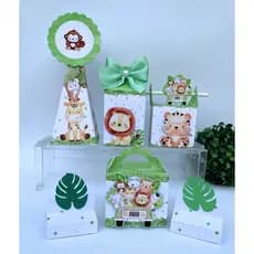 KIT Festa Infantil   Safari   Pegue e Monte Lembrancinhas - Aniversário - Caixinhas Personalizadas - Papelaria Persona