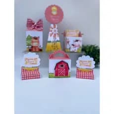 Kit Festa Personalizado Fazendinha Vermelha Pegue e Monte Lembrancinhas - Aniversário - Caixinhas Personalizadas - Pape