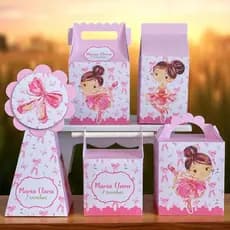 KIT FESTA BAILARINA  ,Personalizado, pegue e Monte Lembrancinhas - Aniversário - Caixinha Personalizadas - papelaria,