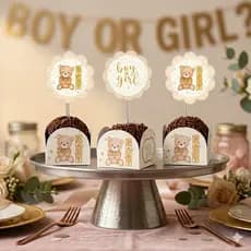 Kit Chá Revelação Ursinho Bege , ENVIO IMEDIATO |  Forminha Doces | Boy or Girl | Decoração Baby Shower