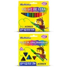 Big Giz de Cera Triangular e Redondo Acrilex com 12 Cores