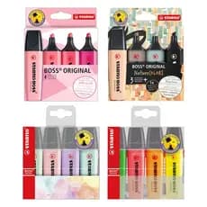 Kit de Marca Textos Stabilo Boss com 4 Cores Tons de Rosa, Nature Colors, Tons Pastel e Tons Neon