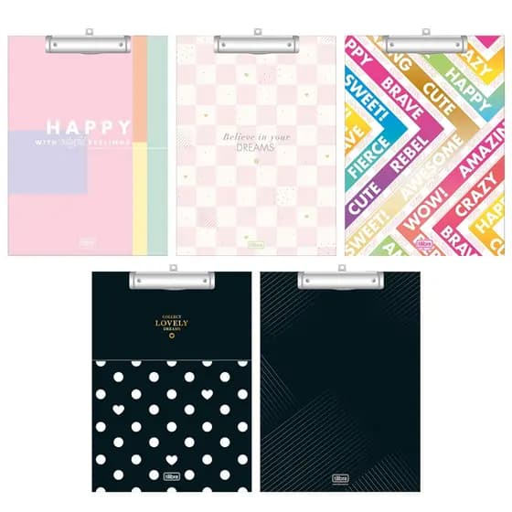 Prancheta A4 Tilibra linhas Happy, Soho, Be Nice, West Village e Zip