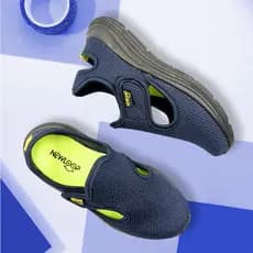 Tênis Papete Meninos e Meninas Sandatênis conforto macio flexivel voltas aulas marinho sola preto