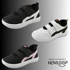 Tênis casual Infantil Menina Menino Passeio Festa Escola Branco Preto Rosa