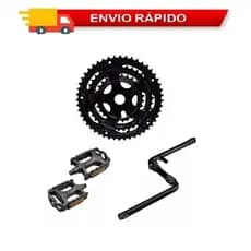 Pedivela Monobloco ARO 24 26 Preto, Pedal Nylon Bicicleta Bike ou COROA TRIPLA PACO