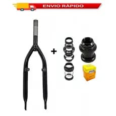 GARFO MTB ARO 20 PRETO PARA BIKE + JG. DIREÇÃO STANDART 22.2mm BICICLETA