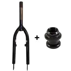 Garfo Rígido Aro 20 Cross e Jogo de Direção Bike BMX Rosca 21.1mm P/ V-Brake Bicicleta Manobra Grau