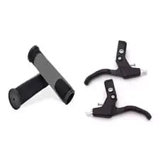Combo Manete e Manopla Para Bike Mtb Maçaneta Preta Luvinha Bicolor Cinza Para Guidão de Bicicleta