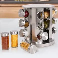 Porta Tempero Condimento Inox 12 Potes Suporte Giratório