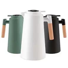 Garrafa de Café Térmica 1L com Termômetro LED para Chás e Café, Design Moderno e Cabo de Madeira
