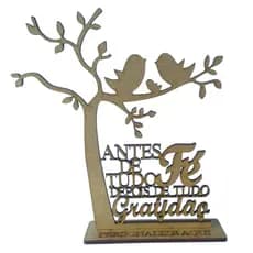 10 Lembrancinhas Árvore Gratidão Fé Mdf Personalizada 15cm